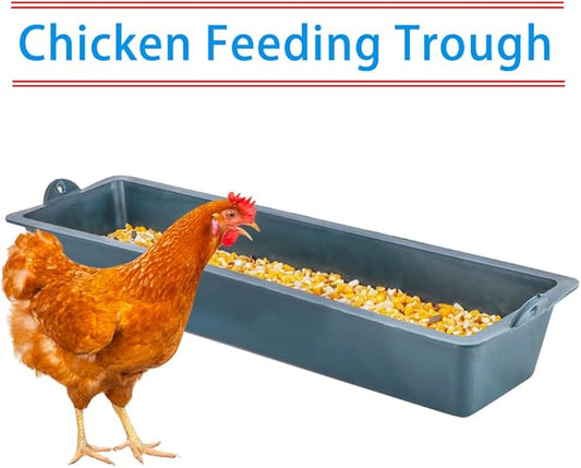 4 Pack Chicken Feeder Plastic Feed Trough Bucket for Chicken Duck Pigeon Bird Livestock Pet Poultry (Length: 16.5")