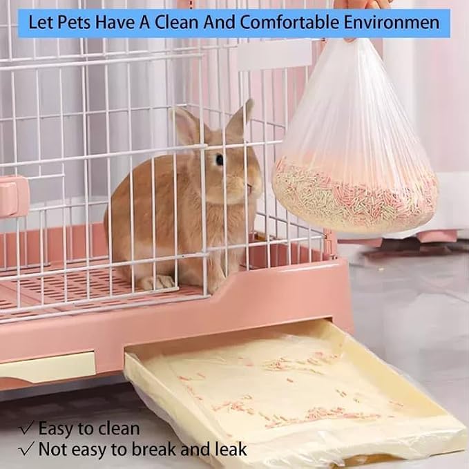 Tfwadmx 100 Pcs Disposable Rabbit Cage Liner, 27"x19" Clear Plastic Bunny Cage Tray Liners,Guinea Pig Toilet Film Liner Bag for Ferret,Hamster,Hedgehog,Birds and Small Animals