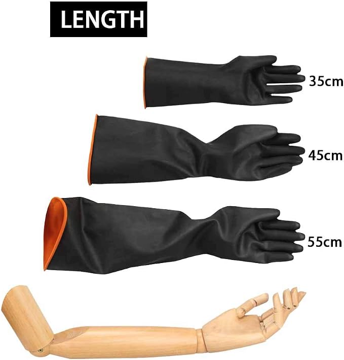 Haiou Chemical Resistant Nitrile Gloves Long Rubber Gloves for Drains, Acid, Oil, and Industrial Use Household Cleaning