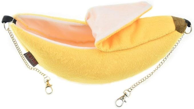 ISMARTEN Banana Bed House, Hammock for Small Animal, Warm Bed House, Cage Nest for Sugar Glider Hamster Small Bird Pet (Banana)