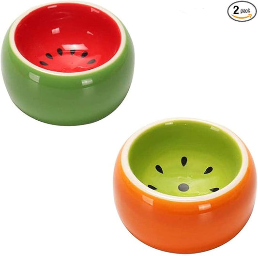 Hamiledyi 2PCS Hamster Bowl Ceramic Food Water Feeding Dish for Gerbil Mouse Rat Hedgehog Sugar Glider