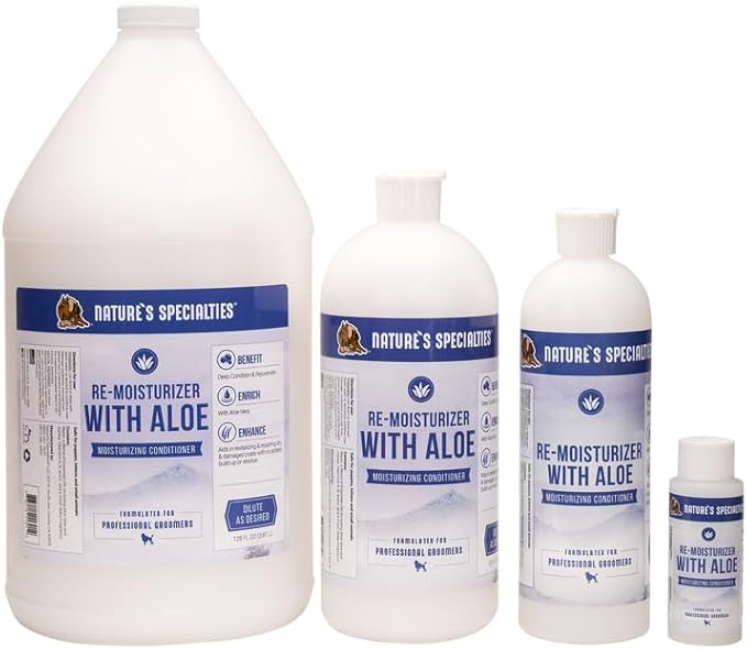 Nature's Specialties Re-Moisturizer with Aloe Dog Conditioner for Pets, Natural Choice for Professional Groomers, Rejuvenates Skin & Coat, Made in USA, 16 oz