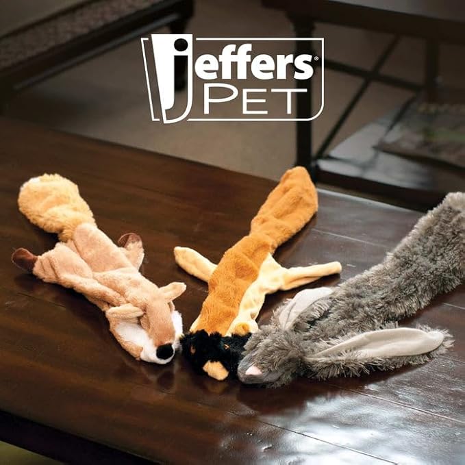 Jeffers Pet Thinnies Unstuffed Plush Dog Toy with Rope & Squeaker – 21" Raccoon, Flat Stuffing Free Chew Toy for Dogs & Puppies – Soft, Durable, Interactive Play, Fetch, Tug, Training, Teething