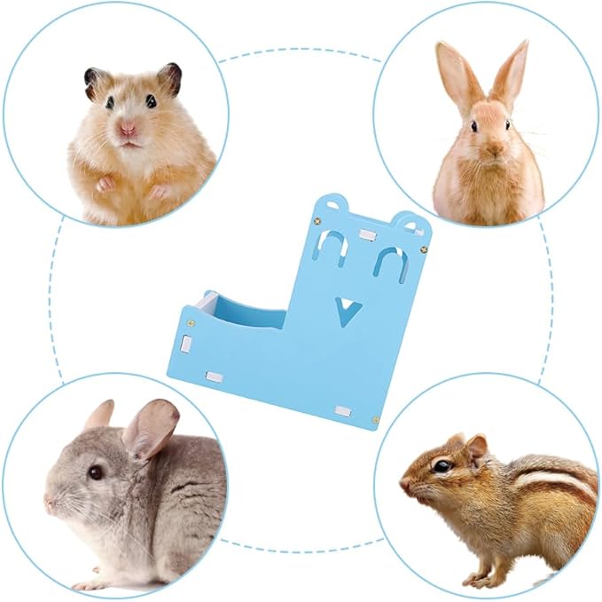 Hamster Water Bottle Stand, 2 in 1 Hanging Rat Auto Dispenser Small Animal Drinking Bottle Food Container Base Hideout Mouse Automatic Feeder Bowl Cage Toy Dwarf Hedgehog Pet Mice Gerbil Guinea Pig