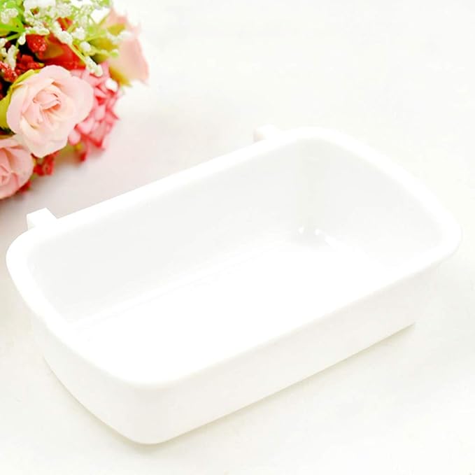 Small Pet Feeding Dish for Case Food Bowl with Hooks Cup Bird Cage Water Bowl for Birds Hamster Puppy Rabbi Pink Plastic
