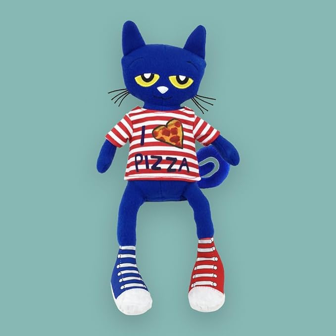 MerryMakers Pete The Cat Pizza Party Soft Plush Blue Cat Stuffed Animal Toy, 14.5-Inch, from James Dean's Pete The Cat Book Series, Multi (1868)