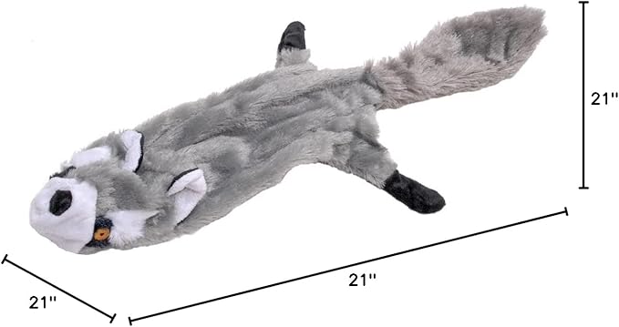 Jeffers Pet Thinnies Unstuffed No Squeaker Dog Toy – 21" Plush Raccoon, Flat Stuffing Free Chew Toy for Small, Medium & Large Dogs – Soft, Interactive Play, Fetch, Tug, Training, Teething