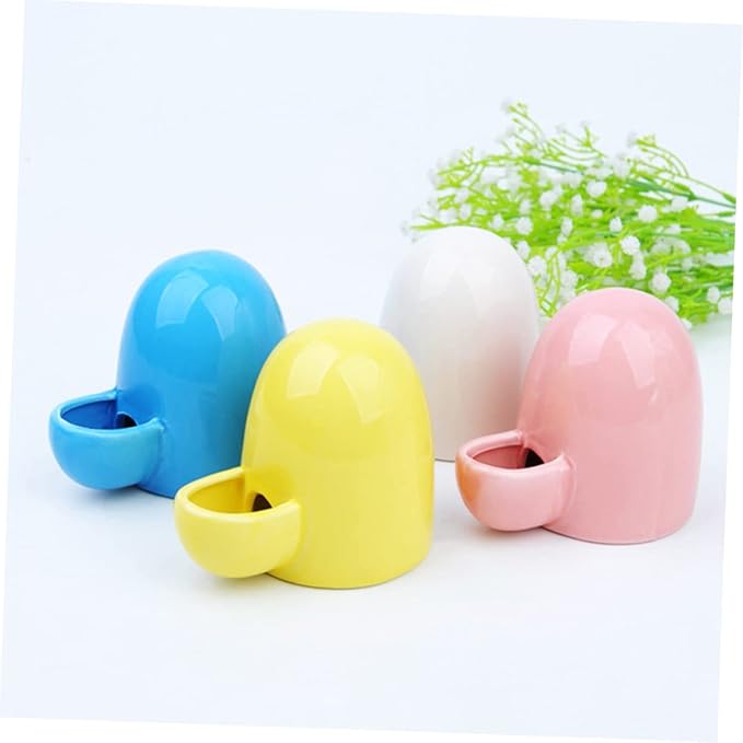 Milisten Small Pet Automatic Feeder and Water Dispenser Ceramic Bowl for Hamsters Rabbits Guinea Pigs Self-Dispensing Waterer 4.33X3.54X2.95 Inch