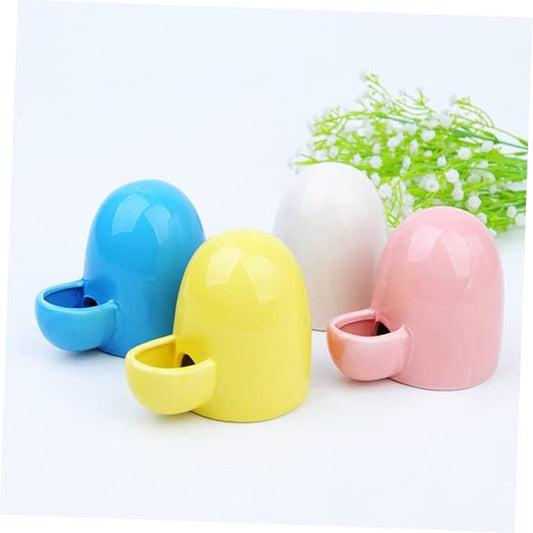 Milisten Small Pet Automatic Feeder and Water Dispenser Ceramic Bowl for Hamsters Rabbits Guinea Pigs Self-Dispensing Waterer 4.33X3.54X2.95 Inch