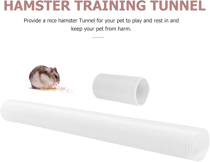 Milisten Expandable Hamster Tunnel - 3.3ft Long Transparent Pet Play Tube for Small Animals | Flexible Exercise Hideout & Interactive Toy for Ferrets, Guinea Pigs, Rats, Gerbils and Mice (Clear White)
