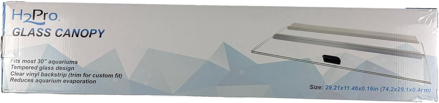H2Pro Glass Canopy Aquarium Lid for Fresh & Saltwater Fish Tanks (30GT for Aqueon & Marineland 20 Long Aquariums)