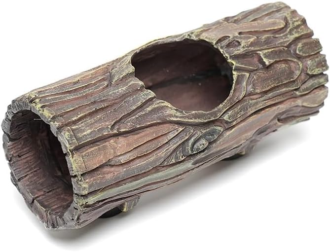 Magnetic Reptile Hide Cave,Resin Hollow Tree Trunk Hideout for Crested Gecko, Lizard, and Snakes,Climbing Toy & Terrarium Decor
