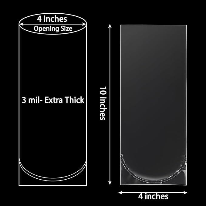 Fish Bags 100 Packs, 4x10" Round Bottom Double Seal Clear Live Fishes Bags Fish Transport Container for Small Fishes and Shrimp (Ultimate 3 mil, 100 Pack)