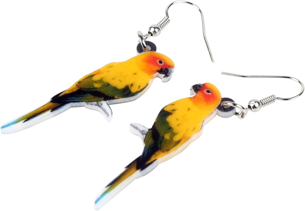 NEWEI Acrylic Cockatiel Gifts Cute Parrot Earrings Dangle for Women Bird Lovers Jewelry Ornament Charms