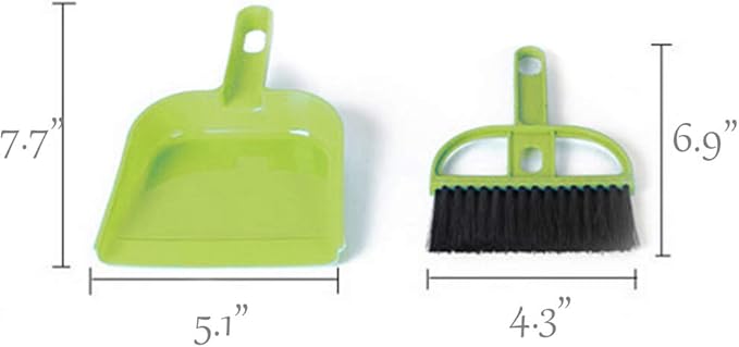 SEIS 3 Pack Hamster Mini Dustpan and Broom Set Guinea Pig Classical Besom Chinchillas Sweeper Cavy Cage Clean Hedgehogs Scooper for Small Animal (Green)