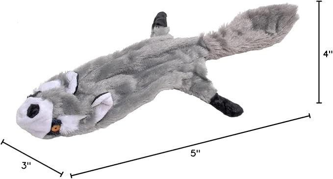 Jeffers Pet Thinnies Unstuffed Plush Dog Toy with Rope & Squeaker – 21" Raccoon, Flat Stuffing Free Chew Toy for Dogs & Puppies – Soft, Durable, Interactive Play, Fetch, Tug, Training, Teething