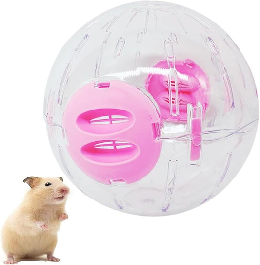 Crystal Ball Silent Hamster Ball 6.3 Inch Hamster Gerbil Running Exercise Wheel Hamster Dog Pet Toy Ball Small Animals Cage Accessories (Pink)