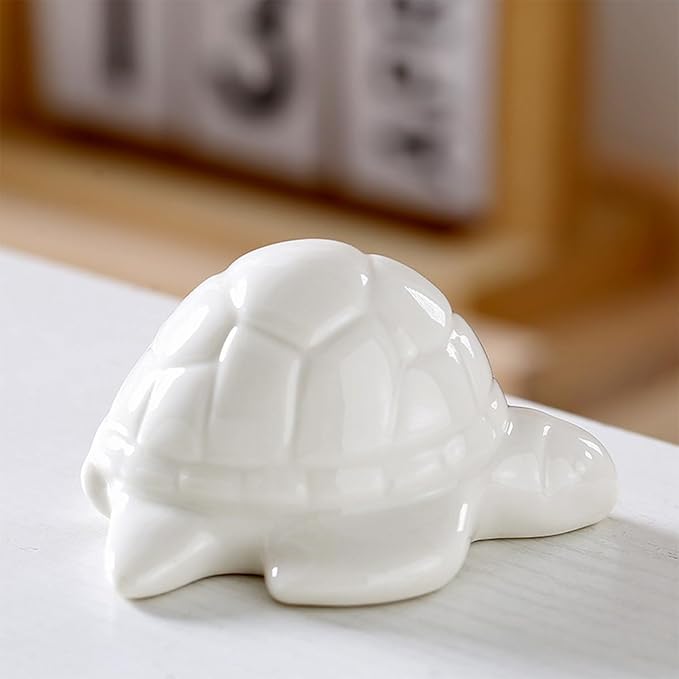 Ceramic Sea Turtle Figurine for Aquarium Decor, Penjing Rockery Scenery, Miniature Garden & Coastal Home Accent (White)