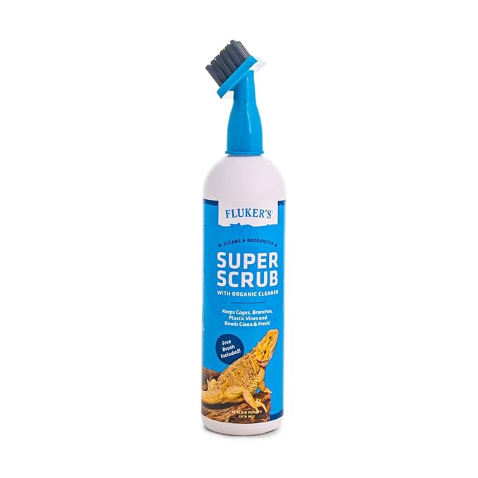 Fluker's Super Scrub Brush & Organic Cleaner for Reptile Terrariums, Ensures Safe & Easy Cleaning, Deodorizes Terrarium