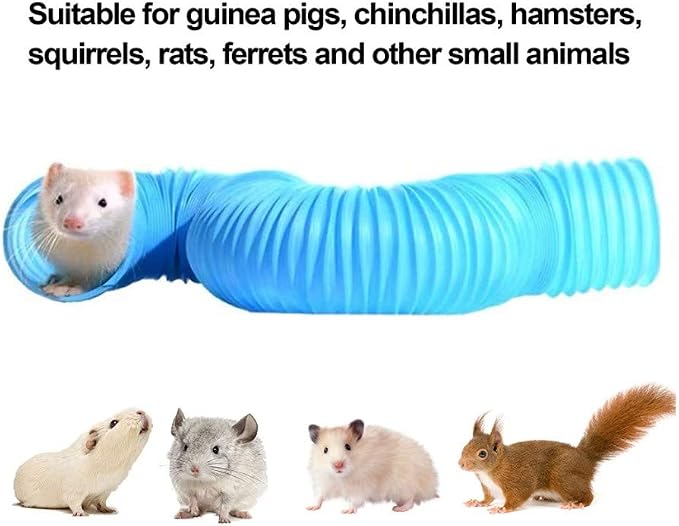 Collapsible Pet Tunnel 2 PCS Hamster Fun Tunnels | Plastic Foldable Hideaway, Exercising Training Tube Toys for Dwarf Hamster, Gerbil, Mouse, Rat and Ferrets