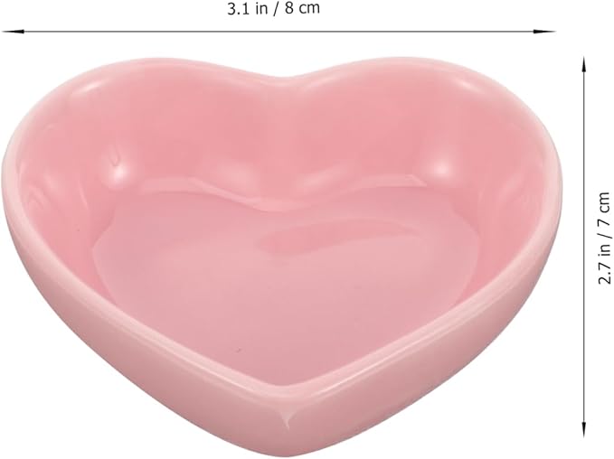 Alasum Heart Shaped Ceramic Hamster Food Bowl, Cute Pink Small Animal Feeding Dish for Dwarf Hamsters, Rabbits, Guinea Pigs and Squirrels, Anti-Tip Water Bowl Cage Accessories, 3.1 x 2.7 0.98Inch