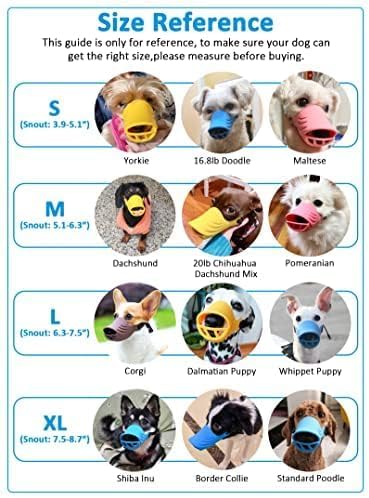Dog Muzzle, Soft Duck Silicone Mouth Cover with Adjustable Strap for Small Medium Dogs, Best to Prevent Barking, Biting, and Chewing (XL, Blue)
