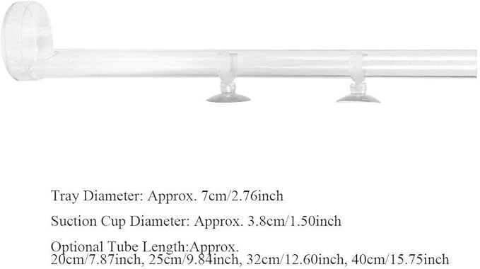 Acrylic Shrimp Feeder Tube, Ornamental Aquarium Feeding Tube Fish Food Container Set with Sucker Hook Fish Accessories(20cm)