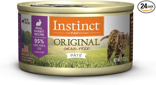 Instinct Original Grain Free Real Rabbit Recipe Natural Wet Canned Cat Food, 3 oz. Cans (Case of 24)