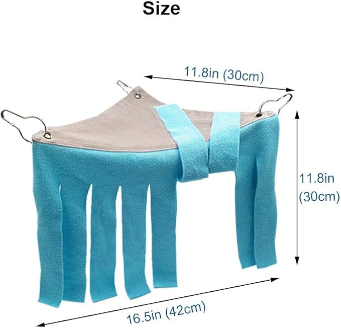 RIOUSSI Guinea Pig Hideout Hideaway Corner Fleece Toys Cage Accessories with Reversible Sides. Blue+Blue, Triangle
