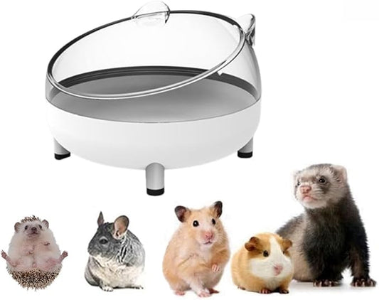 Hamster Food Bowl Elevated Tilted Pet Feeder Sand Bathtub Reduces Neck Strain for Small Pet Ferrets Dwarf Hamsters Gerbils Mice Puppies (White)