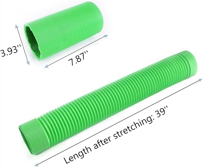 2 Pack Collapsible Ferret Tunnel - Fun Plastic Guinea Pigs Tube Tunnel Foldable Hideaway Exercising Training Tube Toys for Ferrets,Chinchilla, Guinea Pig, Gerbil, Mouse, Rat (Blue+Green)
