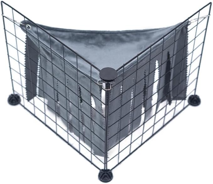 OMEM Guinea Pig Corner Hideout Fringed Triangle House with Hidden Hammock Tent for Hamster Rabbit Small Pet Habitat Décor (Grey)