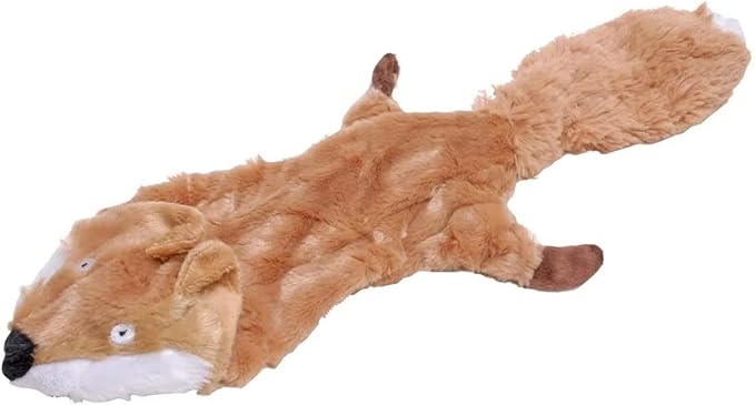 Jeffers Pet Thinnies Unstuffed Plush Dog Toy with Rope & Squeaker – 21" Fox, Flat Stuffing Free Chew Toy for Dogs & Puppies – Soft, Durable, Interactive Play, Fetch, Tug, Training, Teething