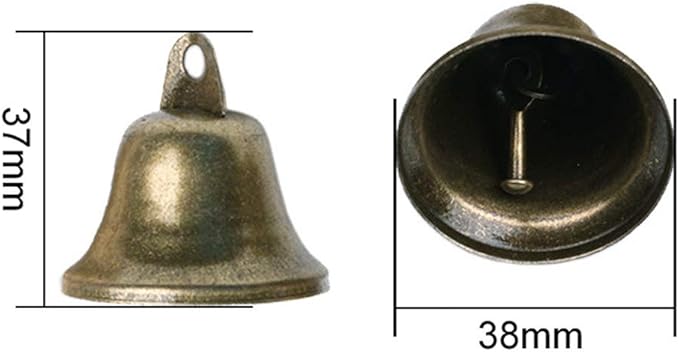 mollensiuer 12Pcs Vintage Style Bronze Bells Home Decor Bells for Potty Training Dog Bells Making Wind Chimes Christmas Bell and Other Craft Project, 38mm/1.5inch Dia