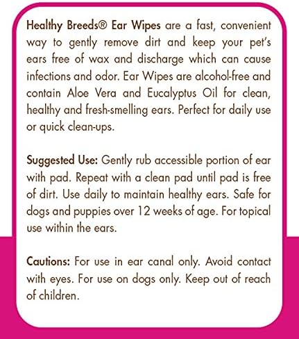 Healthy Breeds Bearded Collie Ear Cleaning Wipes with Aloe & Eucalyptus for Dogs 100 Count