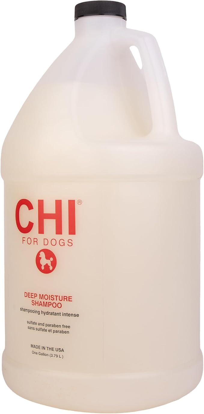 CHI for Dogs Deep Moisture Shampoo, Professional Dog Grooming Formula for Dry Coats, Hydrating and Nourishing Gallon Size Wash for All Breeds and Hair Types, 128 Fl Oz