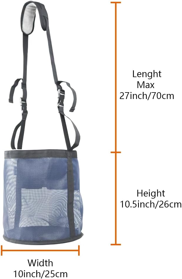 Horse Feed Bag,Heavy Duty Muzzle Feed Bag with Adjustable Strap,Comfort Neck Pad,Nose Pad and Double Waterproof Bottom Mesh Feed Bags for Horse Pack of 2 (Dark Blue+ Concrete Grey)