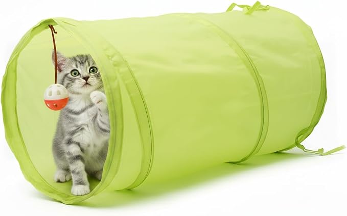 Youngever Cat Tunnel Toy, Collapsible Crinkle Tube with Hanging Ball, Interactive Play Tunnel for Cats, Kittens, Small Pet