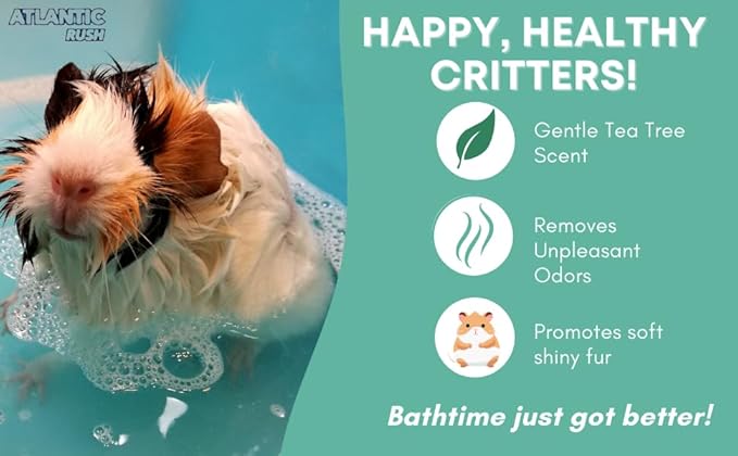 Critter Shampoo for Small Pets - 8oz Small Animal Tea Tree Shampoo - Pet Shampoo for Small Critters Including Ferrets, Guinea Pigs, Rabbits, Hedgehogs, Hamsters & Sugar Gliders