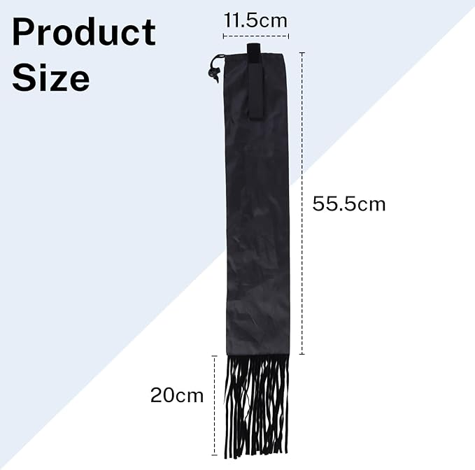 Horse Tail Bag with Fringe, Adjustable Nylon Horse Tail Protector with Fastener, Lightweight Water-Repellent Tail Bag for Braided Tail Protection, Grooming, Stable & Horse Show Use, Black
