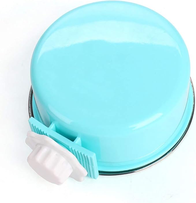 Crate Dog Bowl,Removable Stainless Steel Water Food Feeder Bowls Crate Coop Cup,Pet Cage Bowls with Bolt Holder for Cat, Puppy, Birds, Rats, Rabbits Small Animals ((Blue+Pink) Round, Samll)