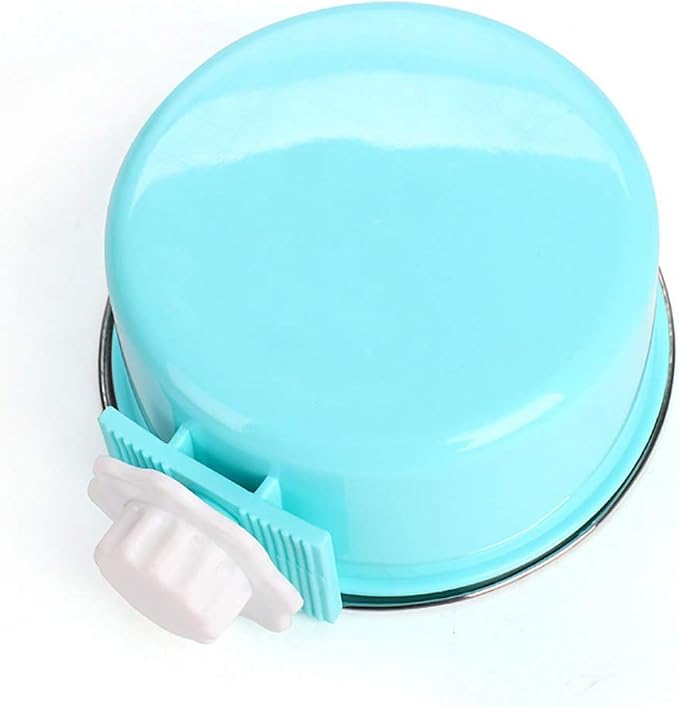 Crate Dog Bowl,Removable Stainless Steel Water Food Feeder Bowls Crate Coop Cup,Pet Cage Bowls with Bolt Holder for Cat, Puppy, Birds, Rats, Rabbits Small Animals ((Blue+Pink) Round, Large)