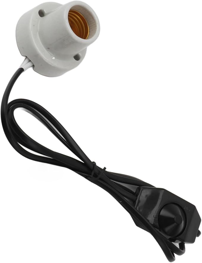 Keenso Reptile Heat Lamp Holder, Ceramic E27 Socket with Switch Function, for Lizard Tortoise Lighting and Heating (US Plug 120V)