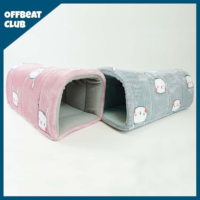 GuineaDad Guinea Pig Hideout & Tunnel Set – Plush Enrichment Toys and Accessories for Guinea Pigs – Soft Small Animal Hideaway, Tunnel, and Hiding Hut – Indoor Play for Cage or Enclosure (Pink)