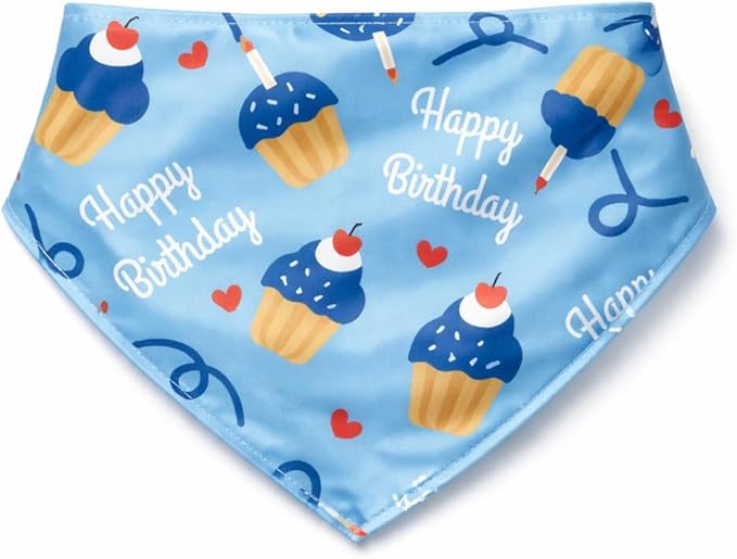 Luxury Satin Dog Bandana – Slip-On Collar Style, Premium Pet Scarf for Medium, Large & XL Dogs – Special Occasion Accessory (Collar Not Included) (Medium - Extra Large, HBD)