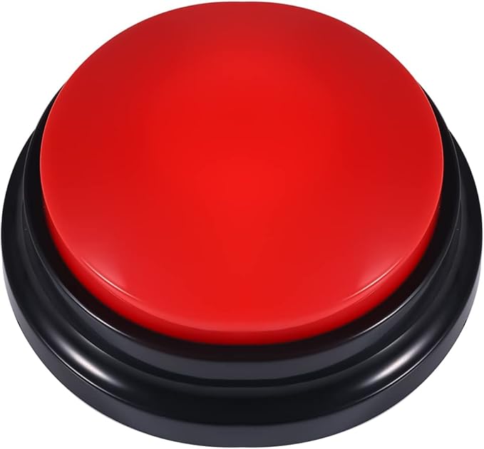 KINBOM Pet Communication Button for Dogs, 30 Seconds Voice Recording Button Dog Pet Training Buzzer Pet Interactivity Device Dog Bells for Potty Training, Not Include Batteries (Red)