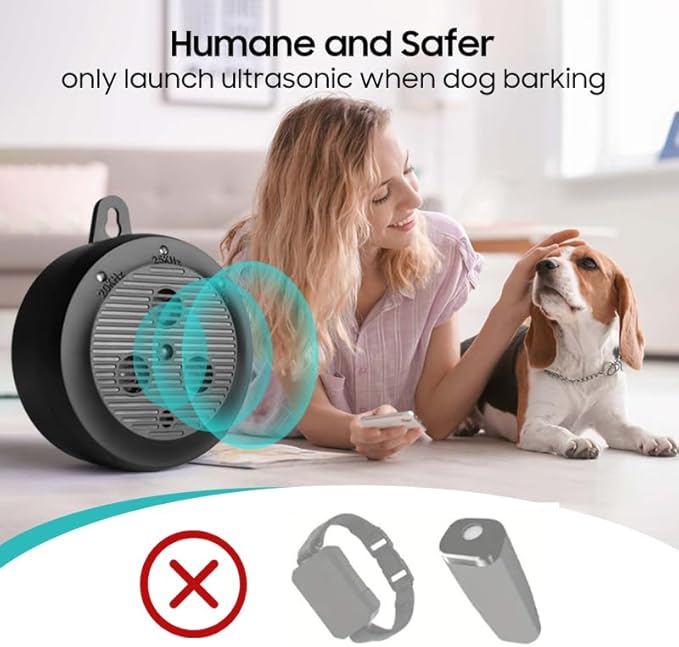 Anti Barking Device, Ultrasonic Dog Barking Silencer with 3 Modes, Dog Bark Deterrent Devices, Rechargeable Dog Barking Control Devices, Pet & Human Friendly (Black)