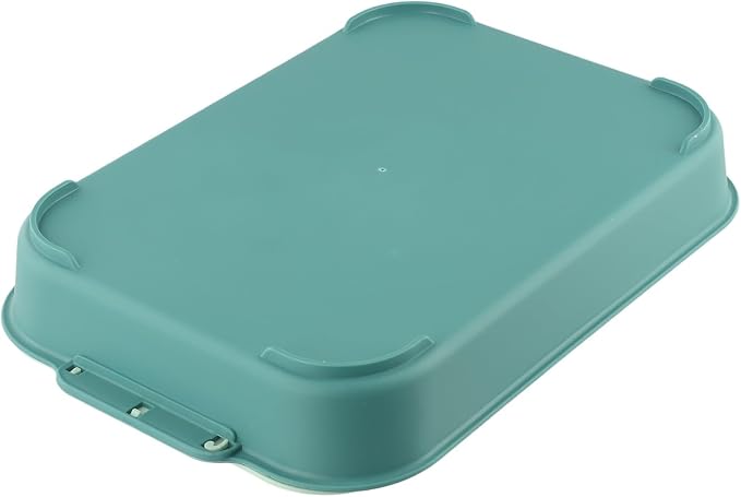 Small Animal Litter Box with Detachable Grid, Large Space Rabbit Toilet Tray for Guinea Pigs Hamster Chinchilla Ferret, Smooth Corner Plastic Potty Training Pan, Easy Clean Blue 36.5x24.5cm(B)