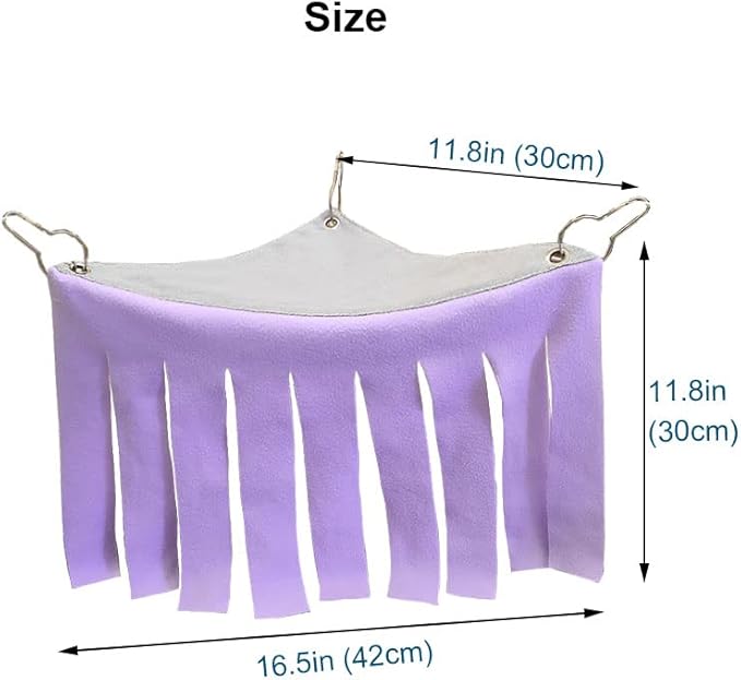 RIOUSSI Guinea Pig Hideout Hideaway Corner Fleece Toys Cage Accessories with Reversible Sides. Purple, Triangle