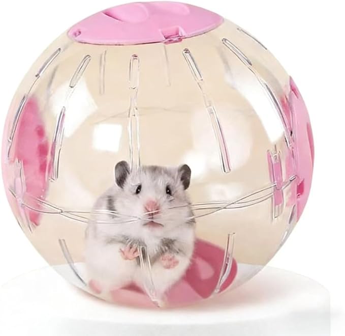 Crystal Ball Silent Hamster Ball 6.3 Inch Hamster Gerbil Running Exercise Wheel Hamster Dog Pet Toy Ball Small Animals Cage Accessories (Pink)